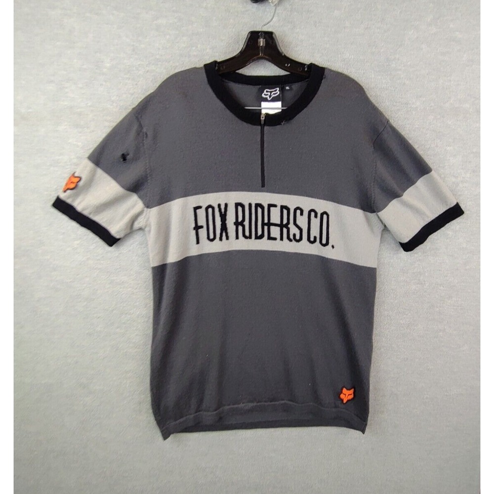 Fox Racing Womens Sweater XL Gray Fox Riders  100% Merino‎ Wool Base Flaw